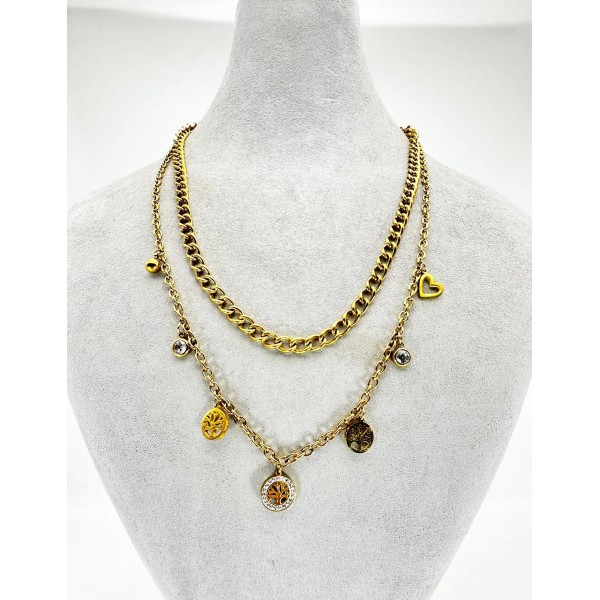 Gold İkili Figürlü Kolye